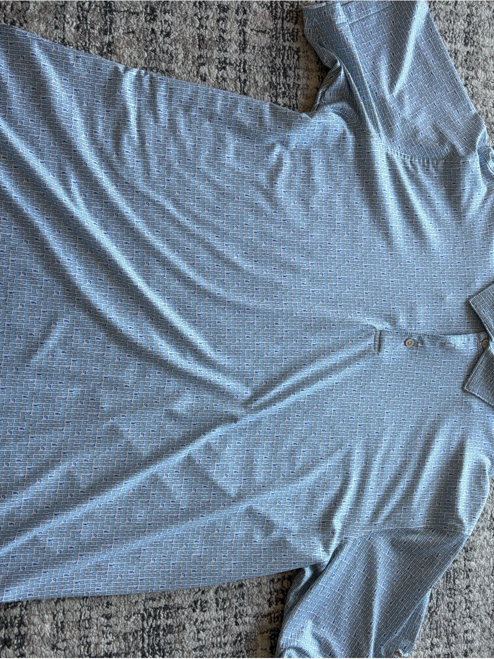 Peter Millar Sky Blue Patterned Polo